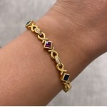 Ruby, Emerald and Diamond Pave Yellow Gold Bracelet